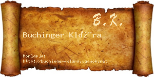 Buchinger Klára névjegykártya